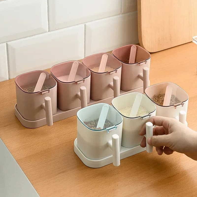 Set di scatole per condimenti pepe zuccheriera sale Spice Shaker barattoli di stoccaggio Gadget accessori da cucina Organizer contenitore per condimenti