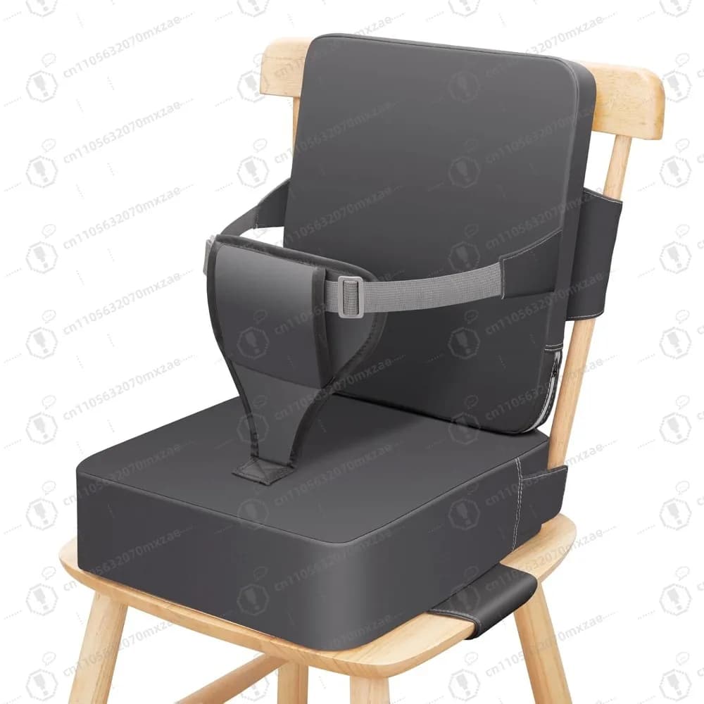 Sedile rialzato regolabile per tavolo da pranzo Seggiolone antiscivolo con cinghie per schienale Cuscino da viaggio impermeabile portatile in pelle PU
