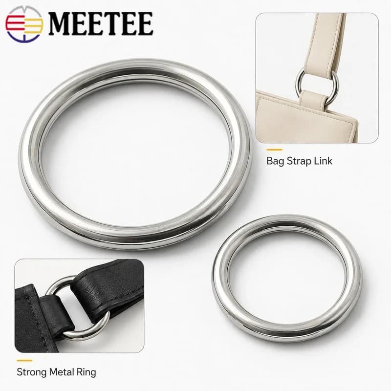 5Pcs/10Pcs/20Pcs 3x15-5x80mm O Ring Buckles Stainless Steel Seamless Round Connectors for Bag Strap Webbing Belt Hardware Repair