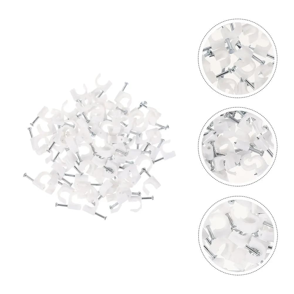 400 Pezzi Clip per Cavi in Acciaio Bianco, Clip per Gestione Cavi da Parete, per Fissaggio di Cavi Telefonici e Linee Broadband