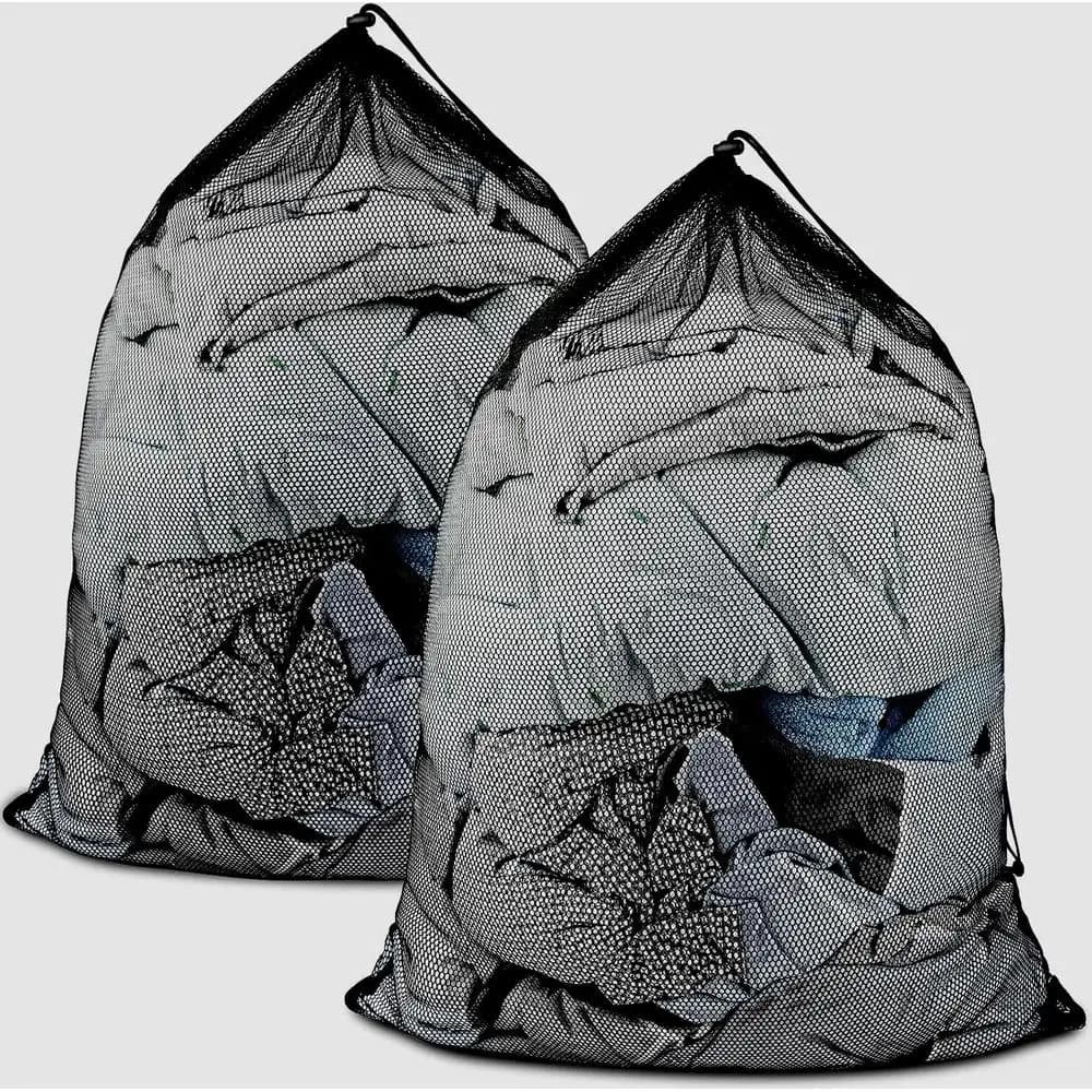 Double Pack 24x36 Inch Durable Mesh Laundry Bags for Breathable Washing, Ideal for Dorms and Travel