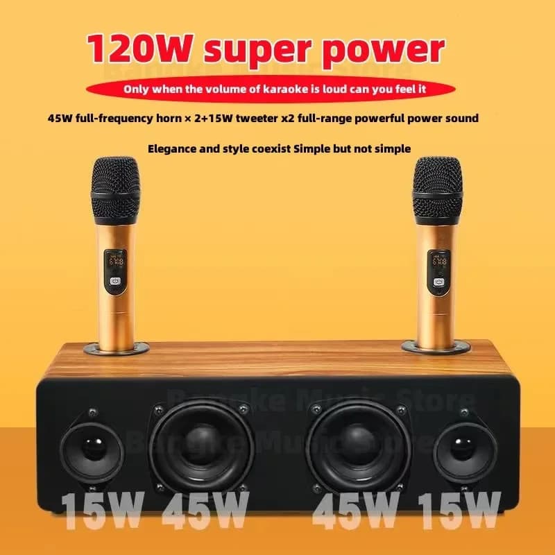 Microfono Wireless audio macchina all-in-one 120W computer domestico ad alta potenza subwoofer karaoke altoparlante Bluetooth home theater