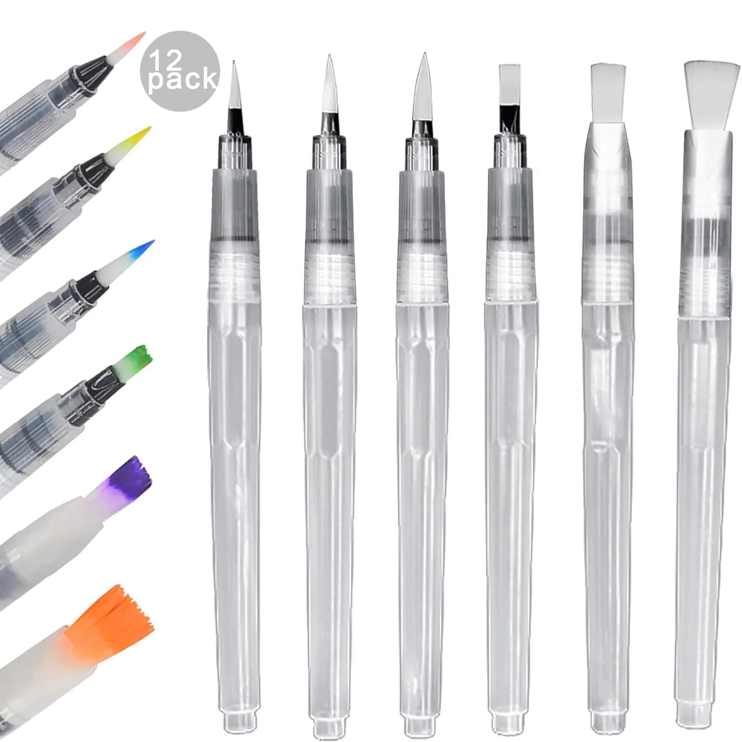 6/12/18pcs Water Color Brush Pens Fine flat Tips Watercolor Painting Brush for Acrylic Powdered Pigment School Art Supplies