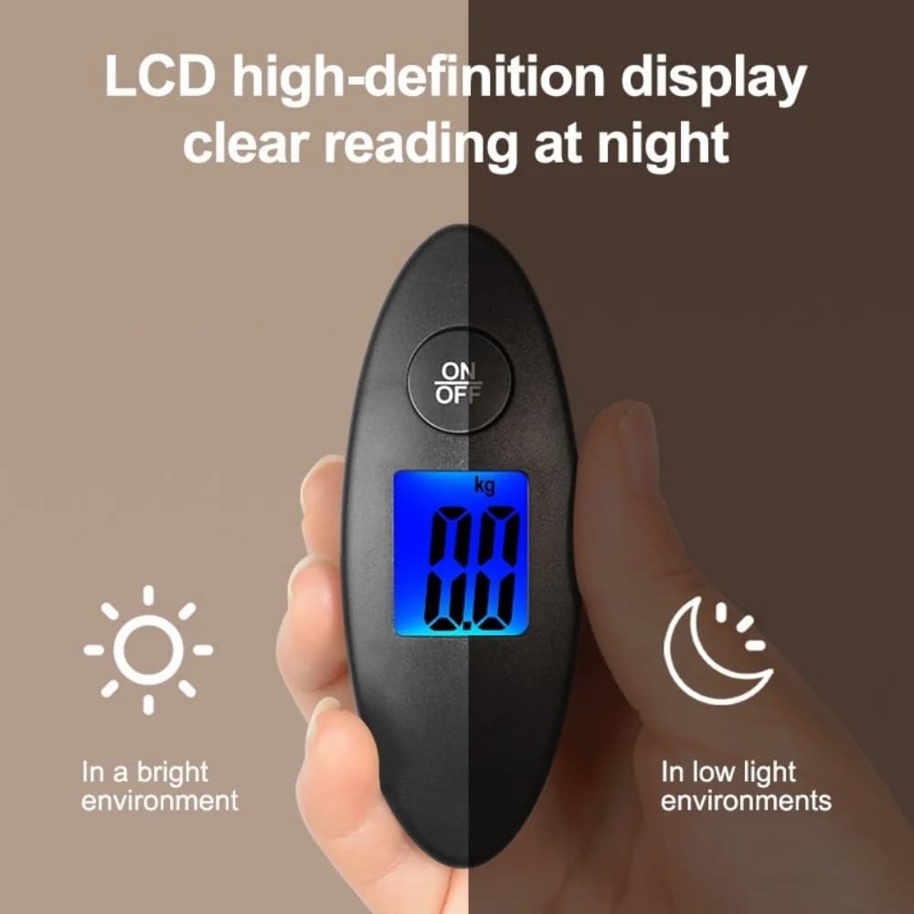 Bilancia Portatile a Forma di T con Impugnatura ad Arco, Corda di Sollevamento Esterna Intrecciata, Display LCD, Bilancia di Precisione Multifunzione per Bagagli e Viaggi