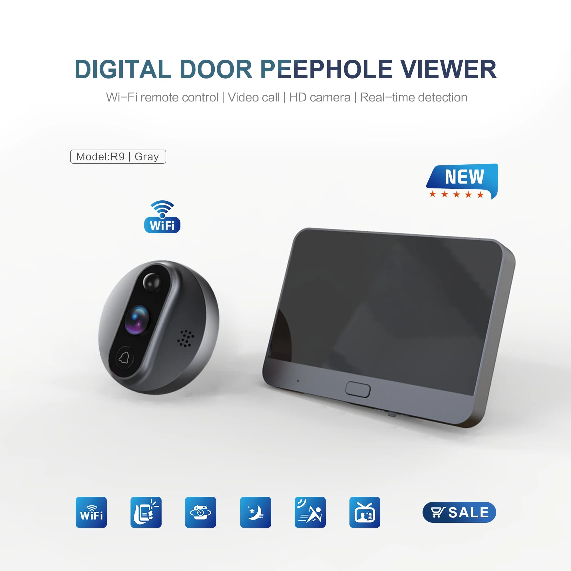 Videocitofono Wi-Fi da 4,3 pollici con APP Tuya/Ubox, 2MP 1080P, Telecamera Spioncino Digitale