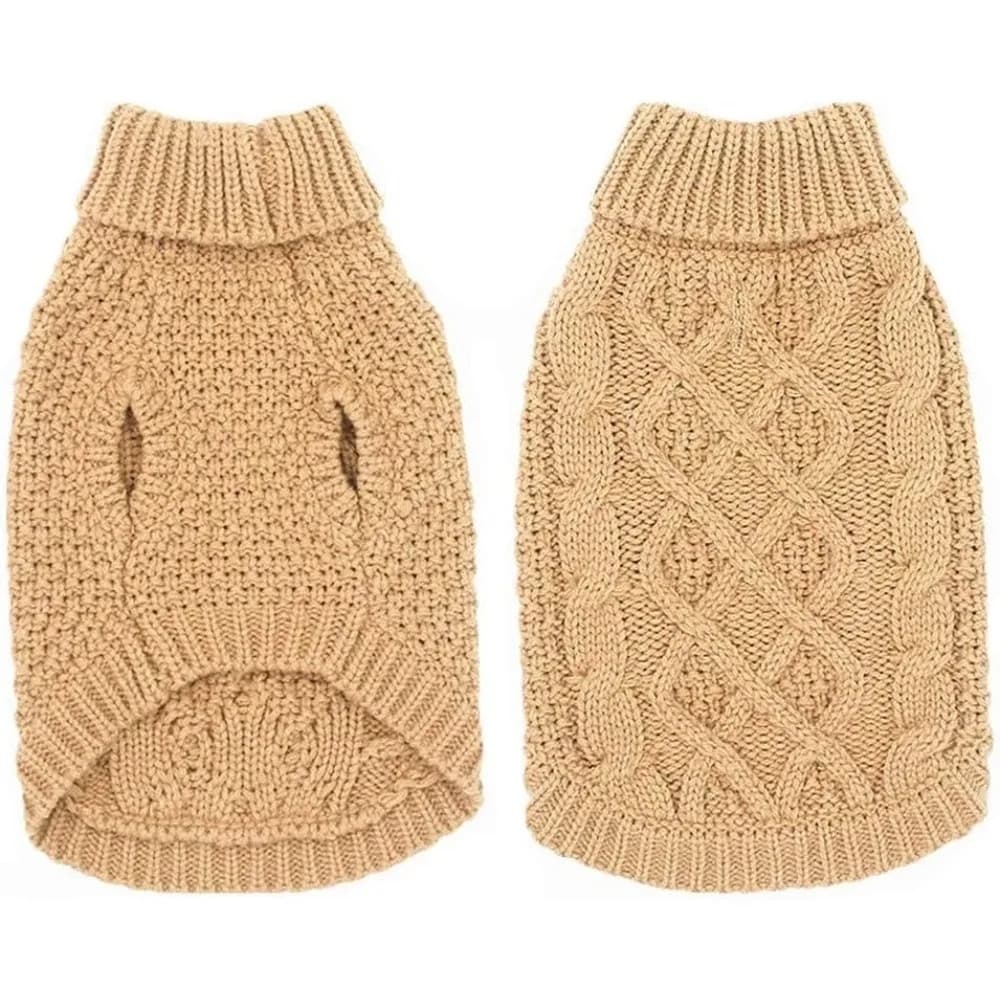 Maglione per cani a collo alto Mihachi - Abbigliamento invernale Abbigliamento classico in maglia a trecce con foro per guinzaglio per la stagione fredda, regalo ideale per