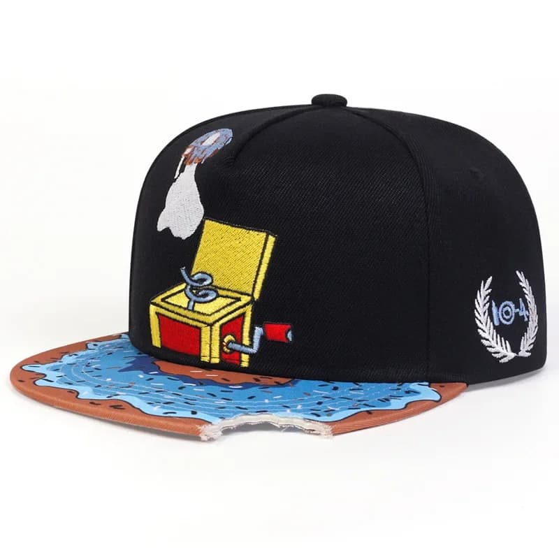 Cartoon Big Eyes Cookie Bite Blue Snapback Hat Adults Outdoor Travel Adjustable Sun Baseball Sports cap Sunscreen Hat