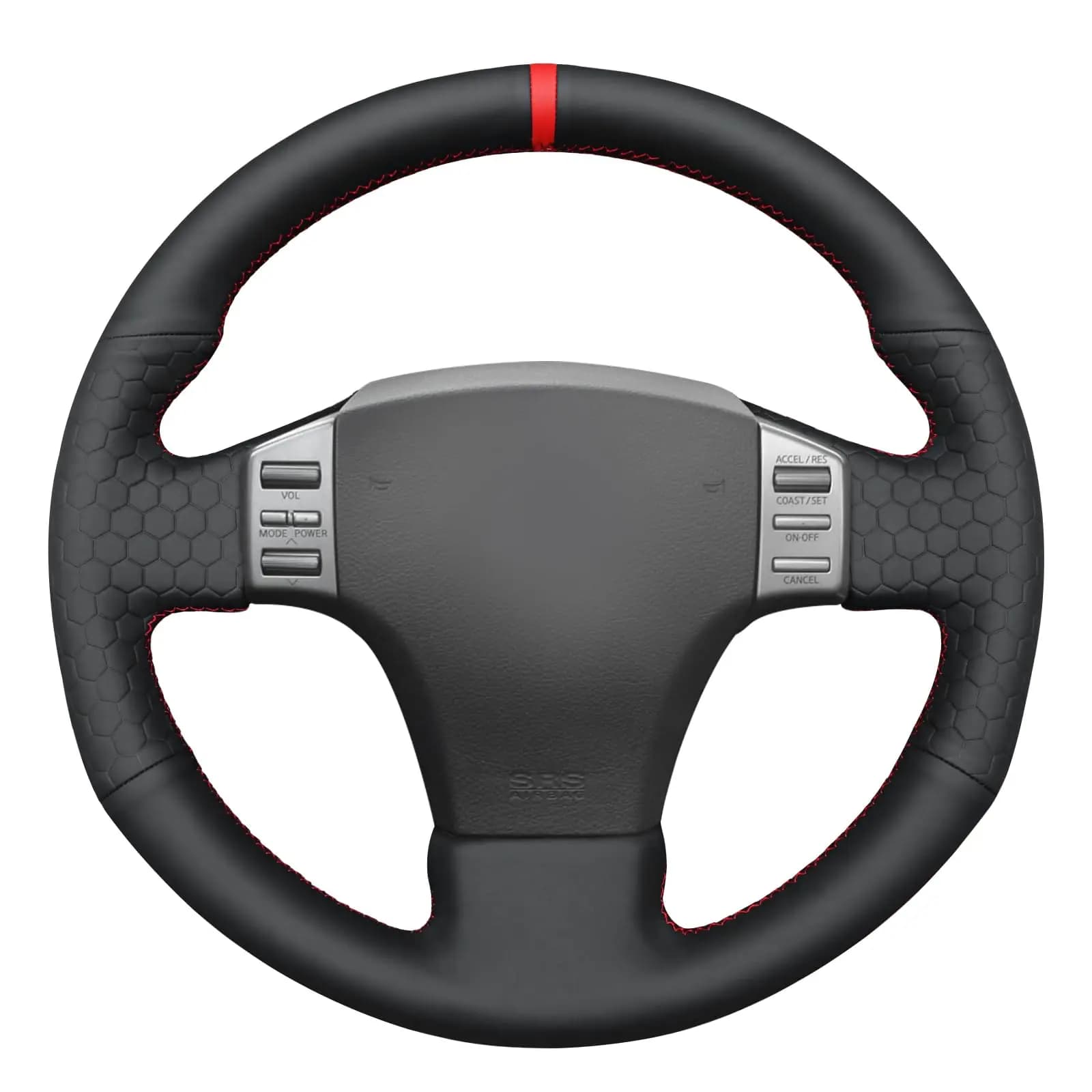Coprivolante per Nissan Skyline V35 2003-2006 in similpelle nera con cuciture rosse