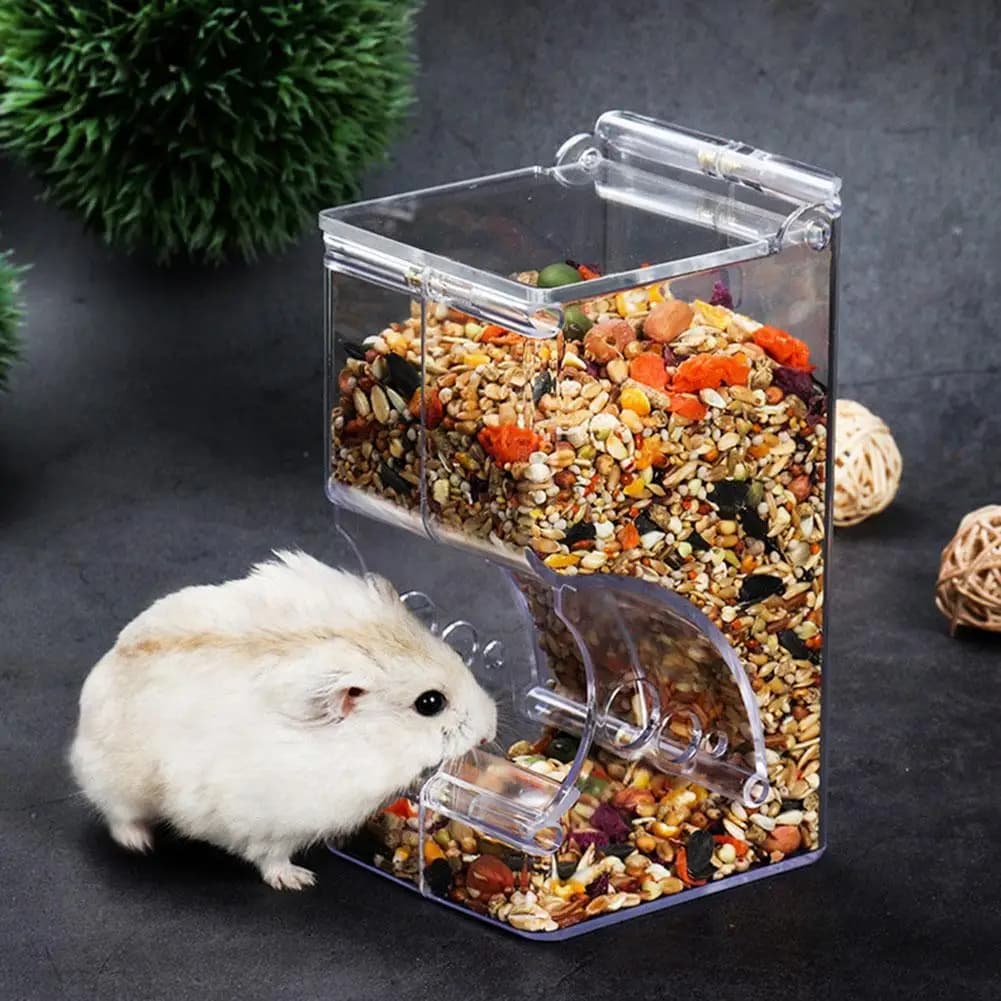 Cute Hamster Samll Animal Automatic Pet Food Feeder Plastics Strong Simplicity Clear Transparent Safe Food Bowl