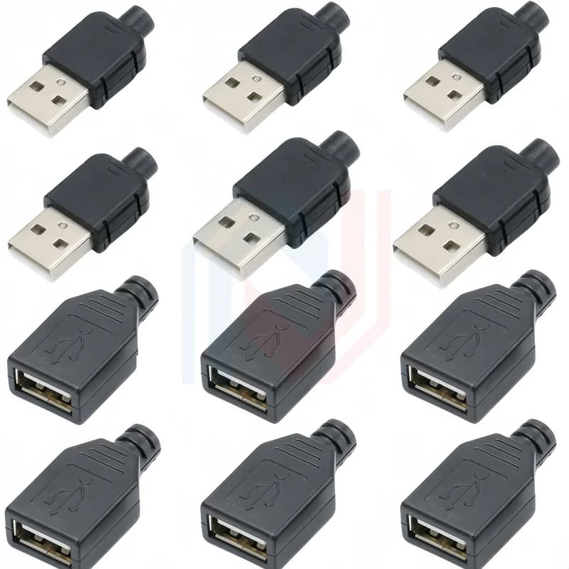 Tipo A maschio femmina USB 4 pin presa connettore con copertura in plastica nera tipo A kit fai da te