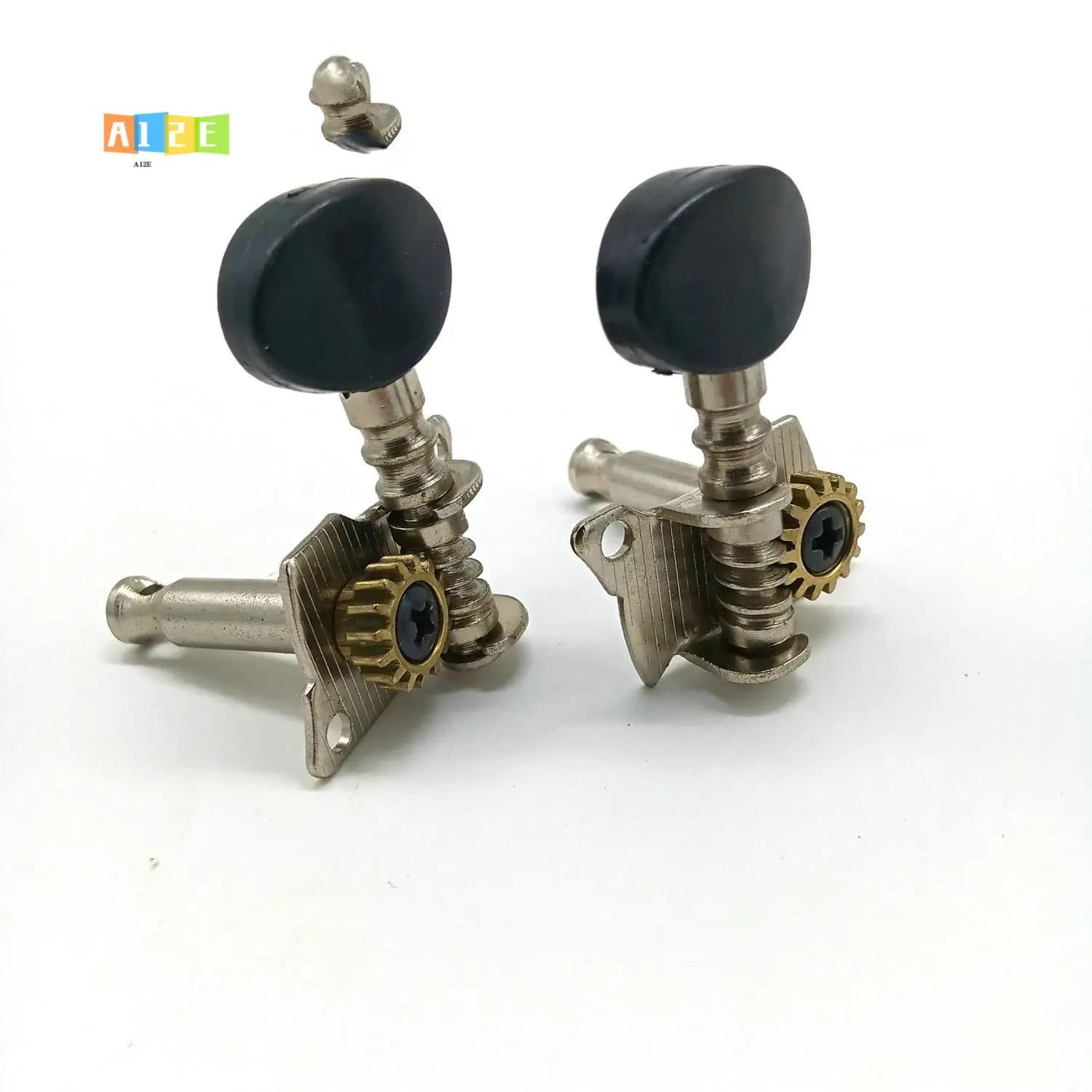 A12E-4 Pieces Metal Opened Ukulele Uke Tuning Pegs Tuners Round Cap