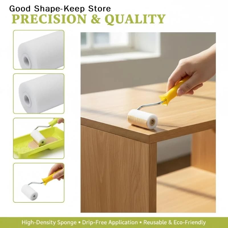 daily2 Inch Paint Roller Kit 6PCS High Density Foam with Paint Tray Liner for Small Area Wall Door Drawer Restoration