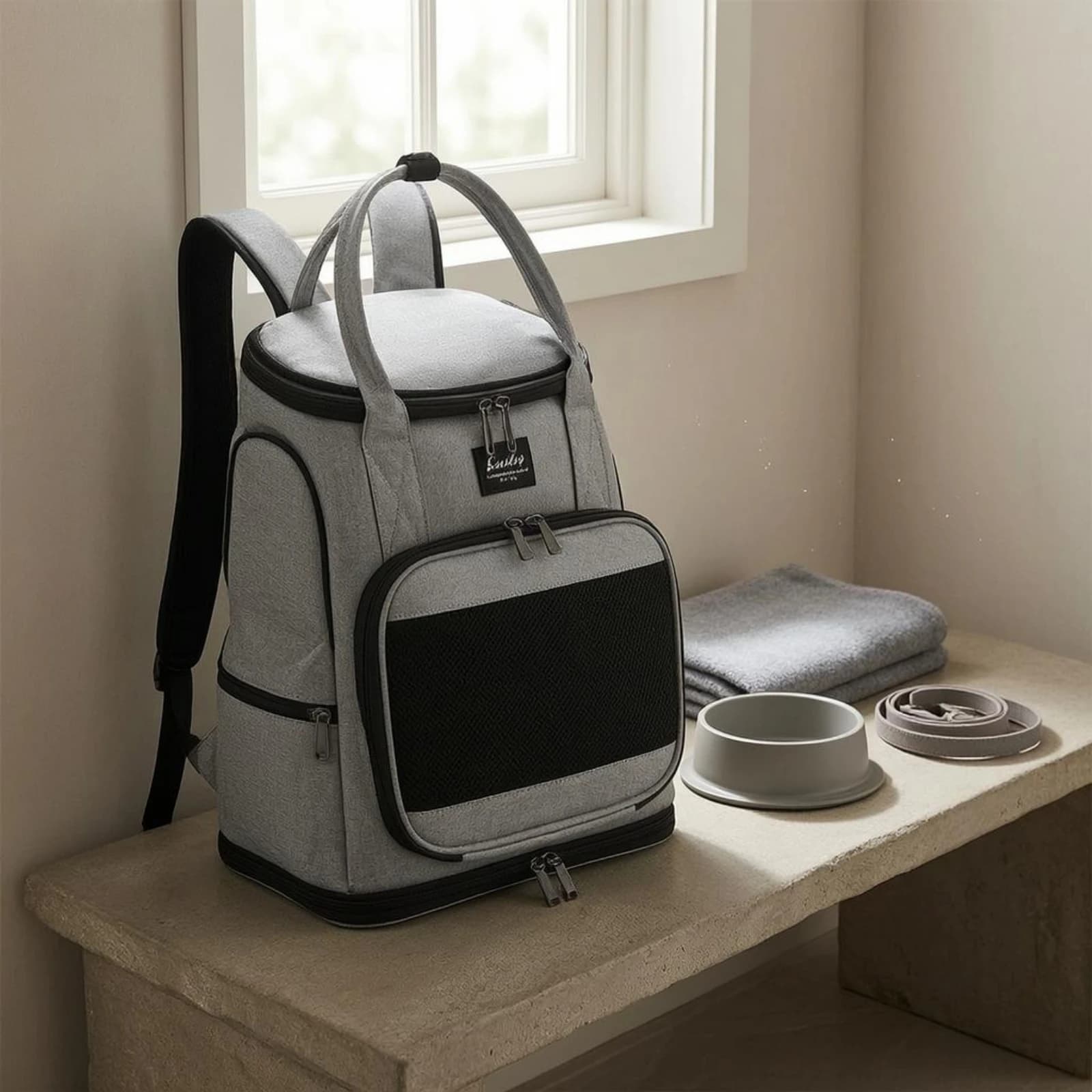 Pet Carrier Backpack Ventilated Mesh Pet Carrier Backpack Rectangular Water-Resistant for Outdoor Use