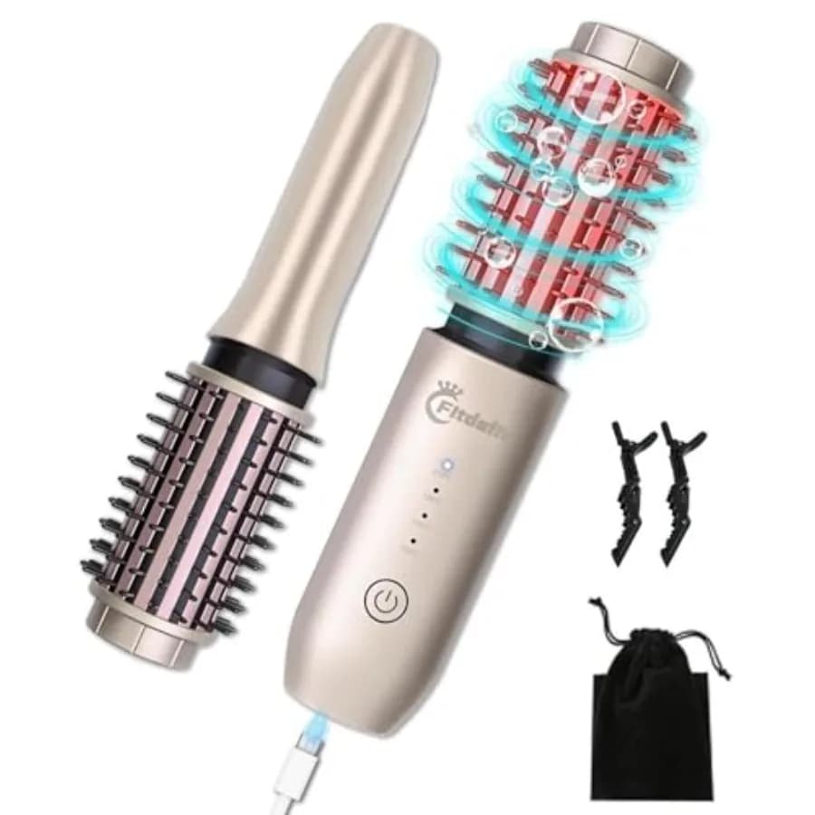 Spazzola Arricciacapelli 3-in-1 Senza Fili da 1,5 Pollici, Piastra per Capelli Ricaricabile 7000mAh Portatile con Ioni
