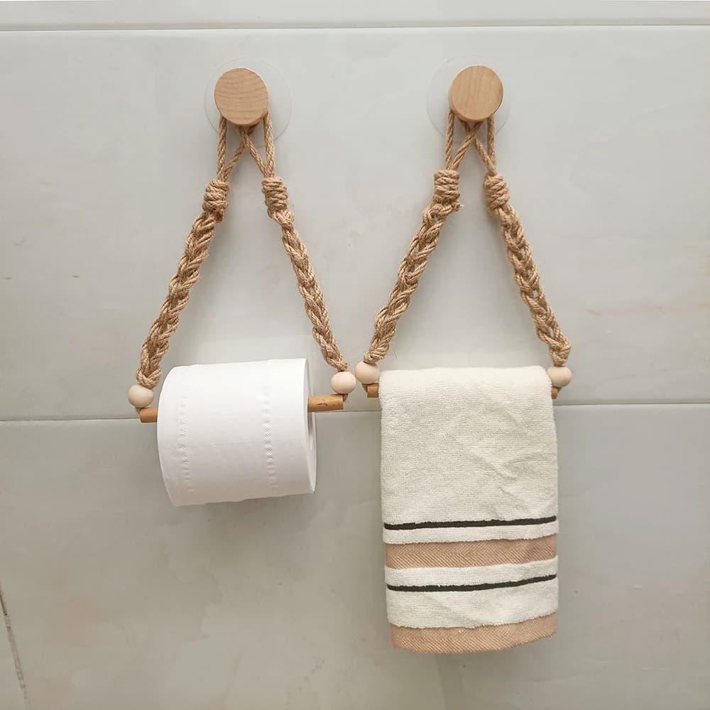 Portarotolo da parete in legno per carta igienica, porta salviette da bagno, accessori per il bagno, 1/2 pezzi