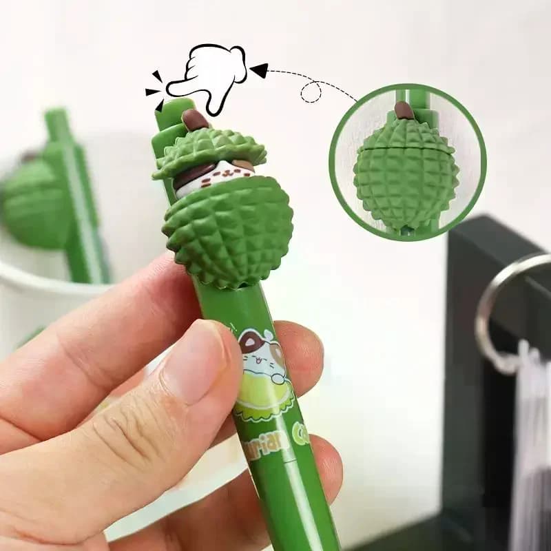 Kawaii Durian Press To See Cat Gel Pen Cute 0.5mm Black Ink Signature Pens Stationery Gift Writing Supplies
