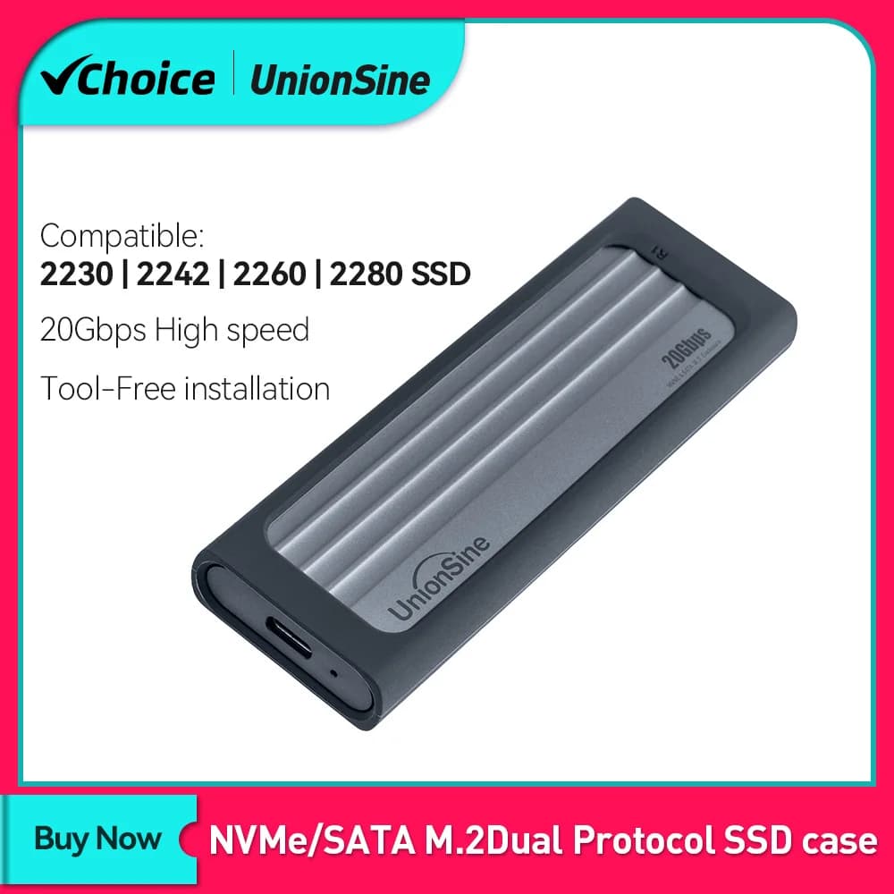 Custodia SSD M2 NVMe Custodia SSD PCIe da 10 Gbps Scatola portatile USB 3.2 Gen2 Adattatore esterno gratuito con dissipatore di calore per SSD M.2