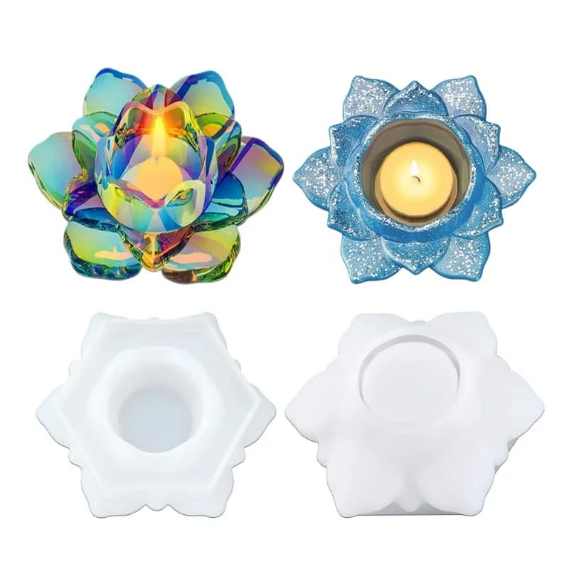 Silicone Molds for Lotus Flowers Lotus Resin Moulds Epoxy Resin Silicone Moulds for Candles Warmer for Making Candle Holders