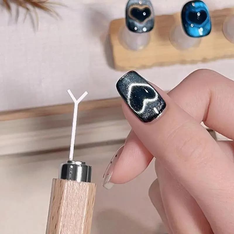 Strumento per nail art con magnete per unghie a forma di Y, cuore d'amore, occhio di gatto, per creare forme di lingotti a forma di cuore