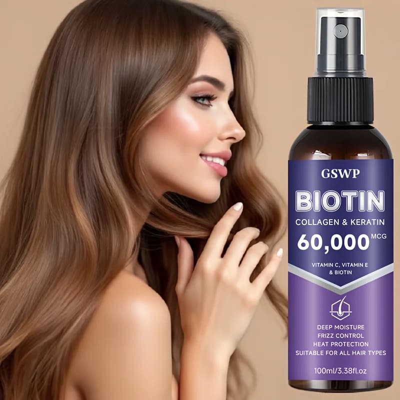 GSWP Biotin Collagen Keratin Hair Spray deeply moisturizes your hair, smooths the cream effect and offers heat protection. 100ml