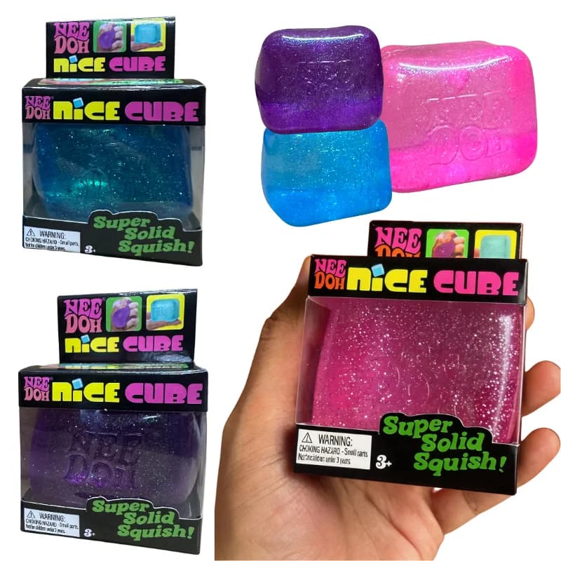 Schylling Nee Doh Glitter Cube Giocattolo Sensoriale Antistress a Sorpresa per Bambini e Adulti