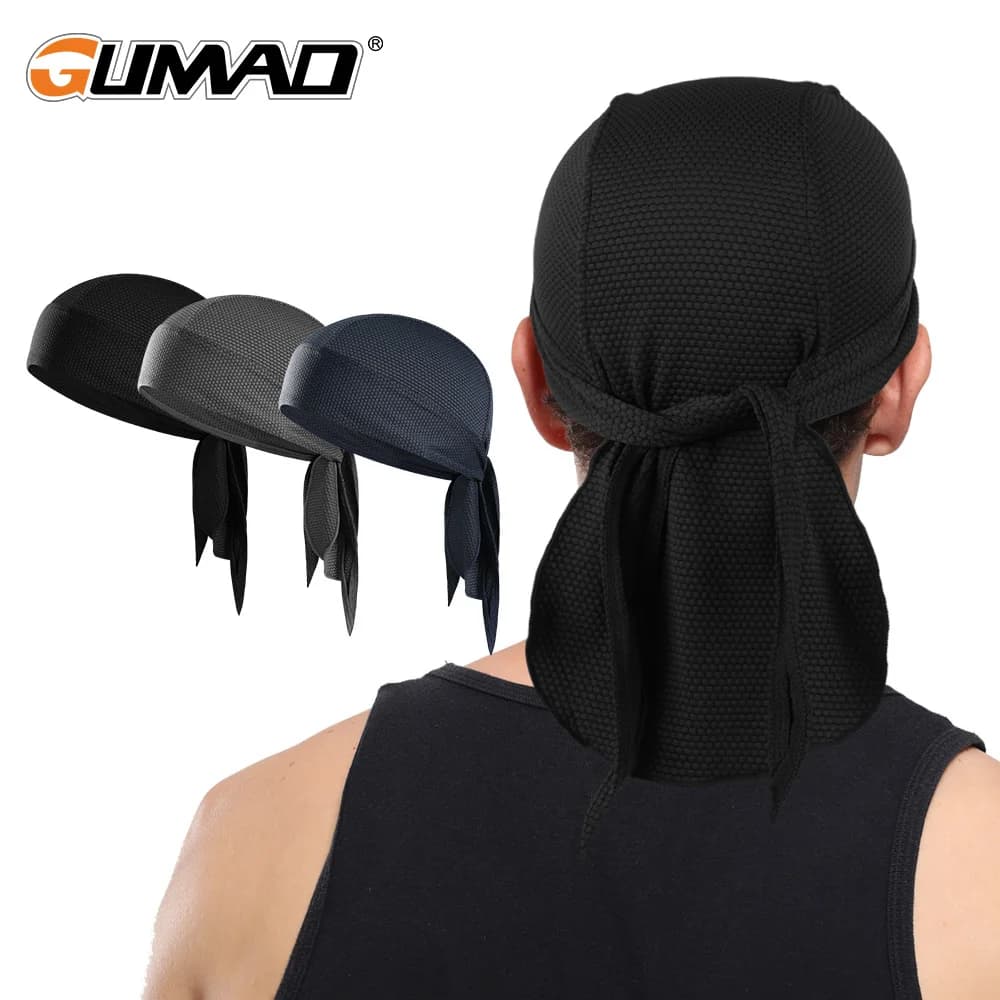 Quick Drying Durag Bandana Cooling Skull Cap Breathable Helmet Liner Pirate Head Wrap for Motorcycle Cycling Running Sports Men
