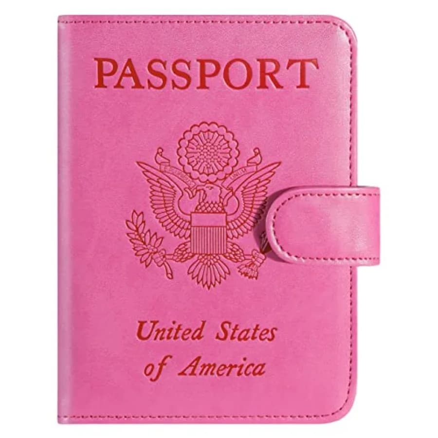 Passport Holder Cover Wallet RFID Blocking Leather Card Case Travel Accessories for Women Men Pink
