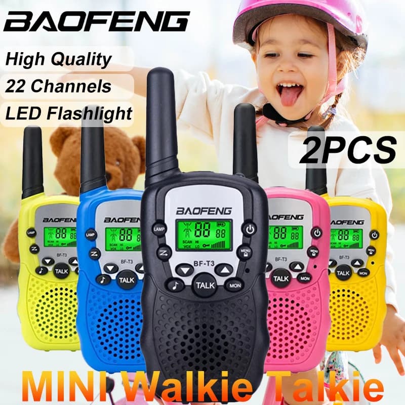 2PCS Baofeng BF-T3 Mini Walkie Talkie Giocattolo per bambini Regalo Bambini Radio amatoriale UHF 22 canali Palmare Radio bidirezionale per le ragazze dei ragazzi