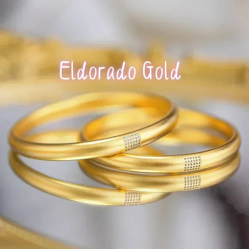 Eldorado Gold 9999 Oro Vero 24K Design di Nicchia Lusso Leggero Anello Liscio Bracciale Micro-incastonato Diamante a Punta Stile Antico