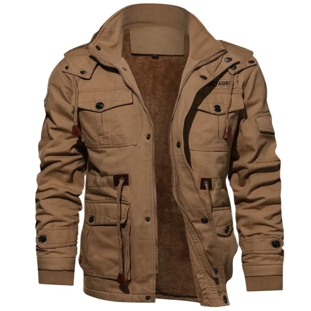 Giacca invernale in pile da uomo cappotto termico spesso Casual giacche da pilota dell'esercito Air Force Cargo Outwear giacca con cappuccio abbigliamento da uomo