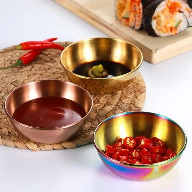 1 pz piatti per salsa dorata in acciaio inossidabile antipasti condimento piatti da portata set vassoio piatti per spezie stoviglie da cucina