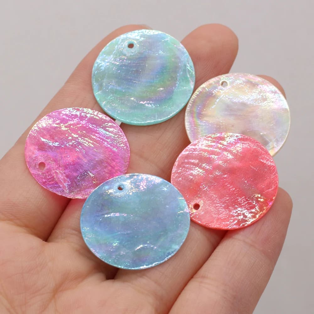 10 pz Disco Rotondo Specchio Conchiglia Perline Ciondolo Beige Madreperla Conchiglia Pendenti e Ciondoli per Orecchino Fatto A Mano Collana FAI DA TE Creazione di Gioielli