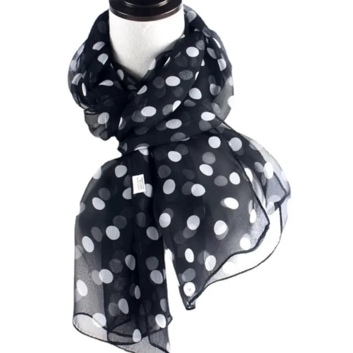 Sciarpa in seta Georgette a pois, grande sciarpa rossa a pois, sciarpa in filato a pois, sciarpa lunga sottile in chiffon da donna, scialle protettivo solare