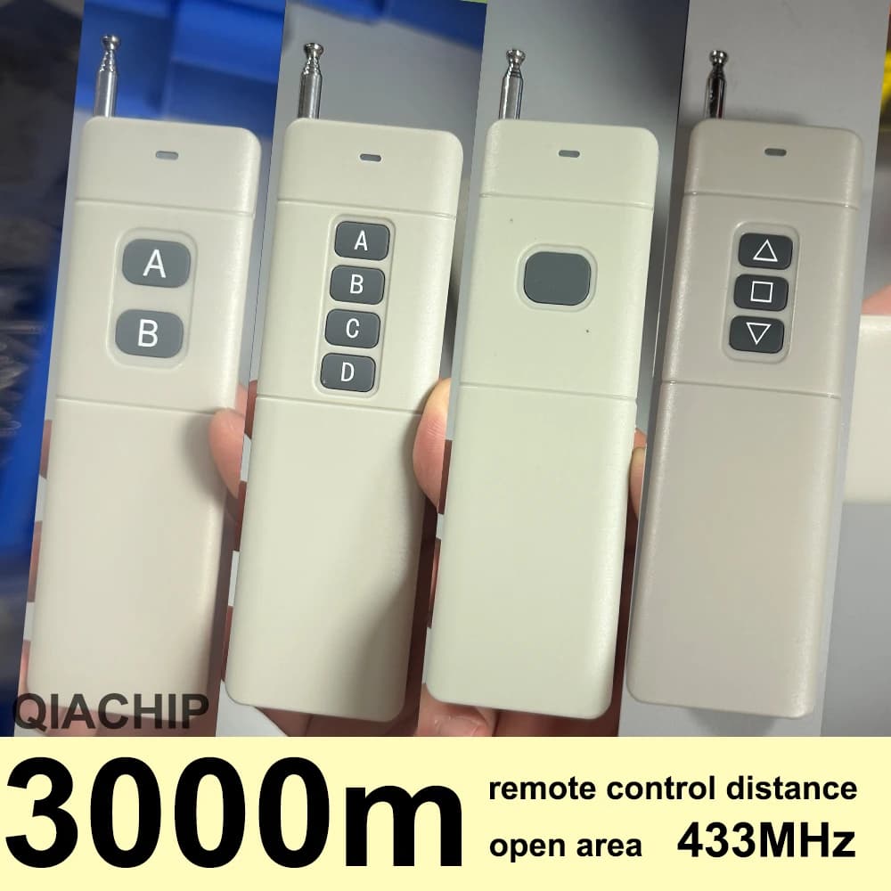 Distanza di controllo 3000M Interruttore di telecomando wireless 433 MHz Trasmettitore remoto RF 2/3/4 canali 433,92 Mhz