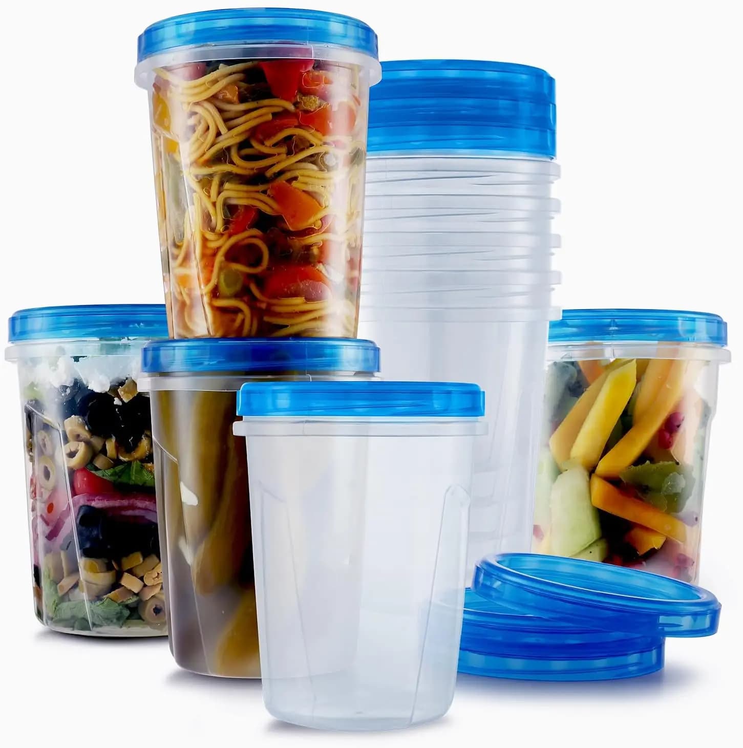 Set di 10 Contenitori Ermetici per Freezer con Coperchi a Torsione, 32 Oz, Senza BPA, Contenitori Riutilizzabili in Plastica per Zuppe, Preparazione Pasti e Avanzi
