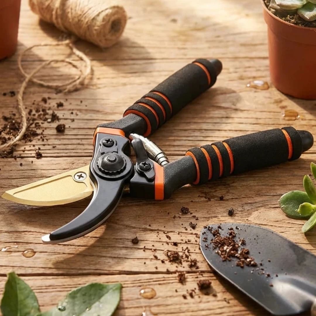 Professional Garden Scissors, SK5 Steel Bypass Shears at 8.5 Inch Titanium, Potential Siepi Shears, Sharp Scissors for Power