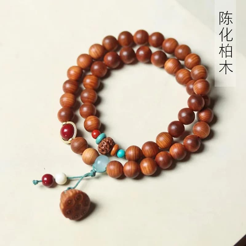 Bracciale fai da te con perle d'acqua in legno di cipresso invecchiato, misura 0.8, decorazione gioiello unisex, perline di preghiera, oggetto da collezione