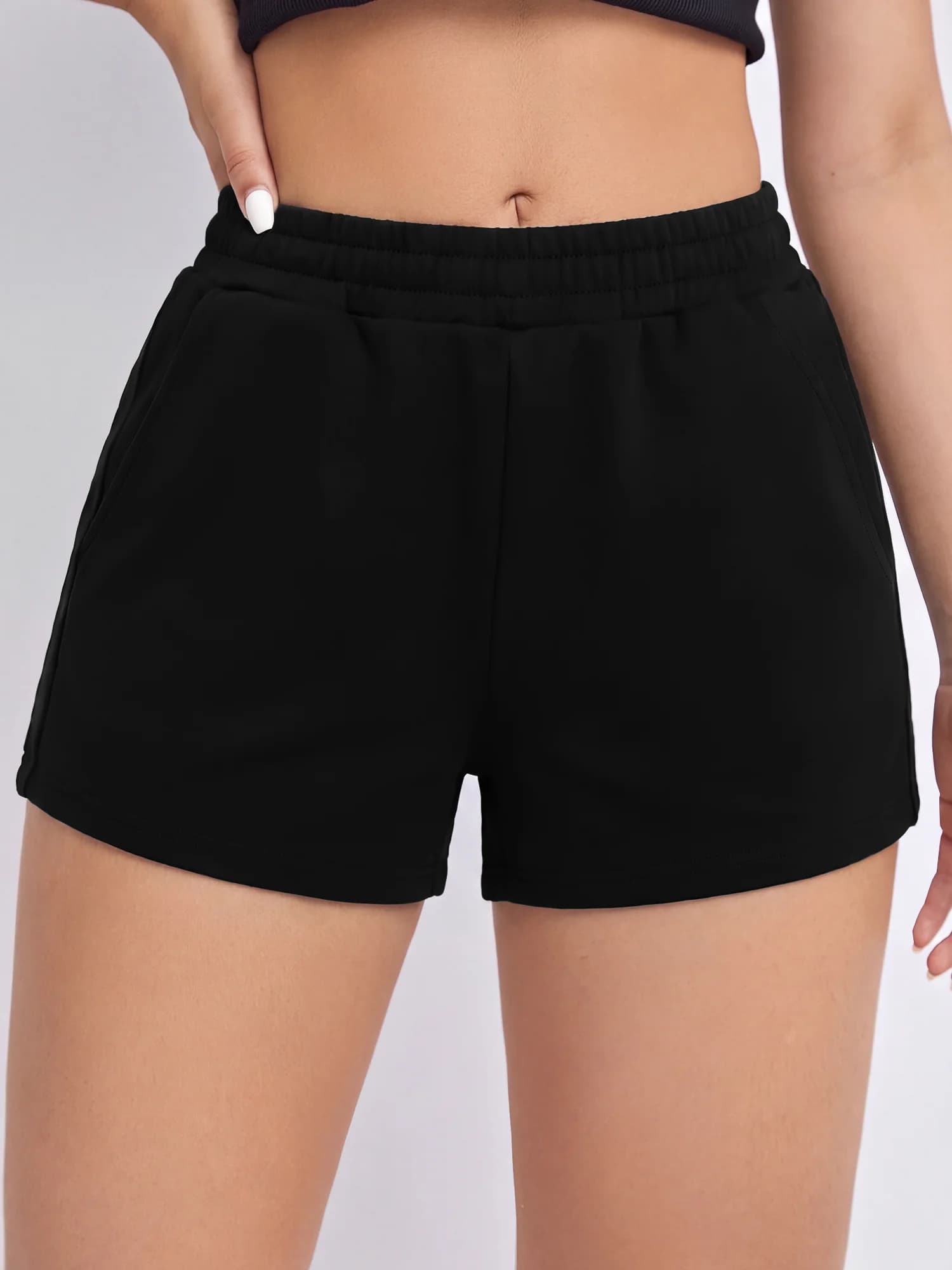 Cloud Soft Loungewear Pocket Shorts, Drawstring Elastic Waist Sweat Pants for Indoor Home Relax