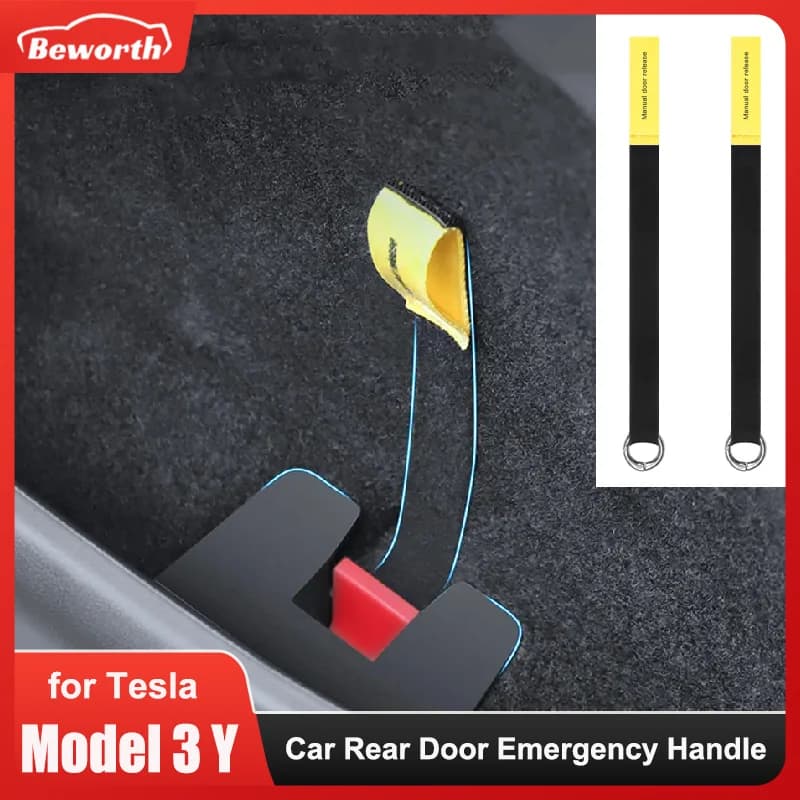 For Tesla New Model Y Juniper 2025-2020 Model 3 Highland Rear Door Emergency Security Pull Corda Emergency Handle Car Accessories