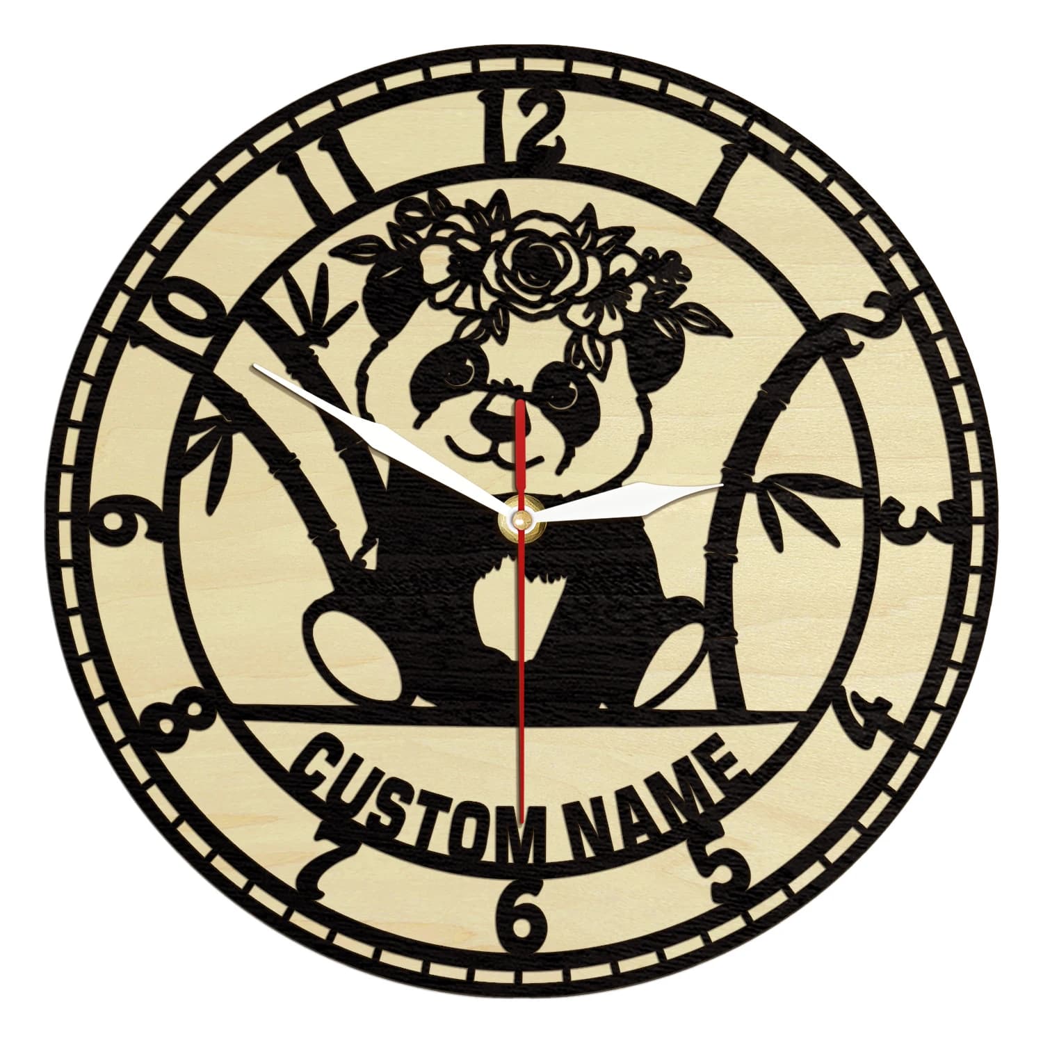 Custom wooden frame wall clock for kids for kindergarten bedroom round wall clock in rustic style for home