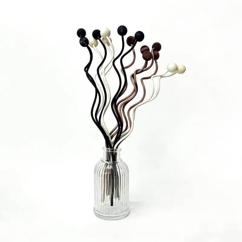 20/40/60Pcs Wave Design Wooden Bead Rattan Reed Diffuser Sticks For Tranquil Home Atmosphere