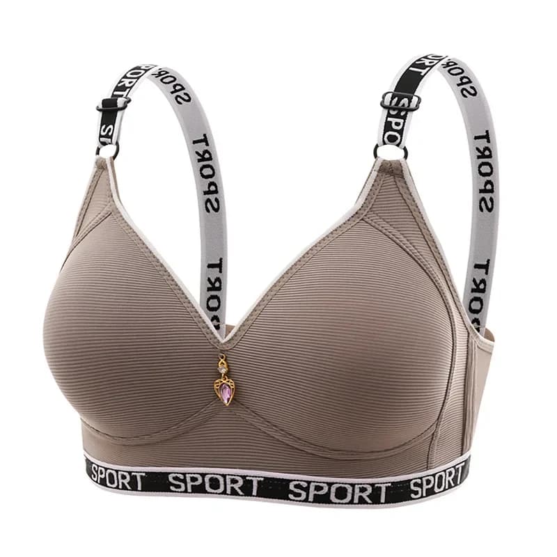 Alphabet Strap Plus-size Girl Bra Middle-aged Wireless Lift-up Woman Brassiere Sports-style Beautiful Back Lady Gathers Prevents