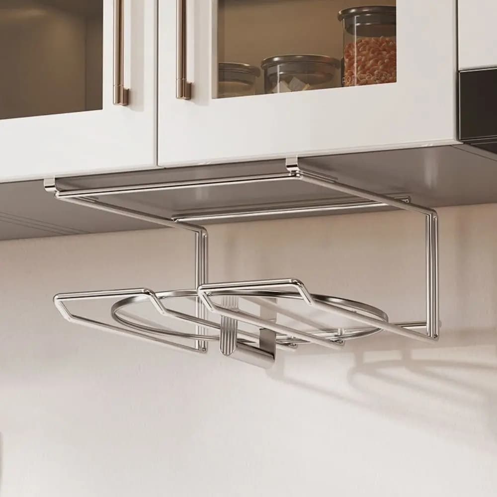 Supporto per coperchi in acciaio inox da parete, salvaspazio, senza foratura, per riporre i coperchi delle pentole.