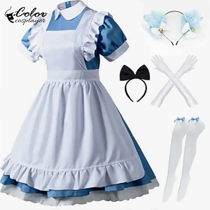 Colore Cosplayer Nero Lolita Vestito Cameriera Costume Cosplay Cafe Servo Uniforme Anime Ruolo Dress Up Anime Indossare Abbigliamento Halloween