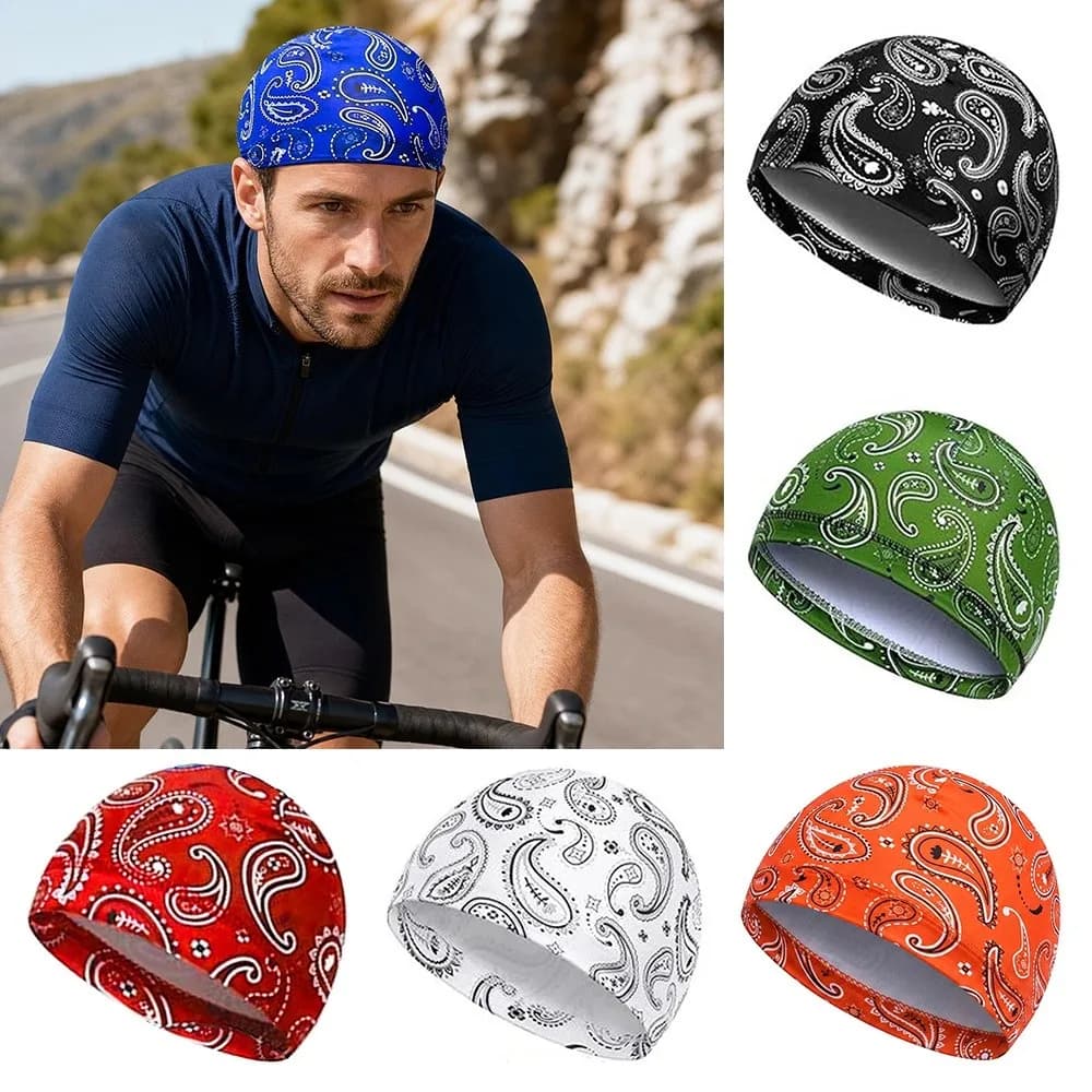 Paisley Print Hijab Caps Helmet Liner Quick Dry Pirate Hat Breathable Comfortable Bandana Headscarf Hip-Hop Style