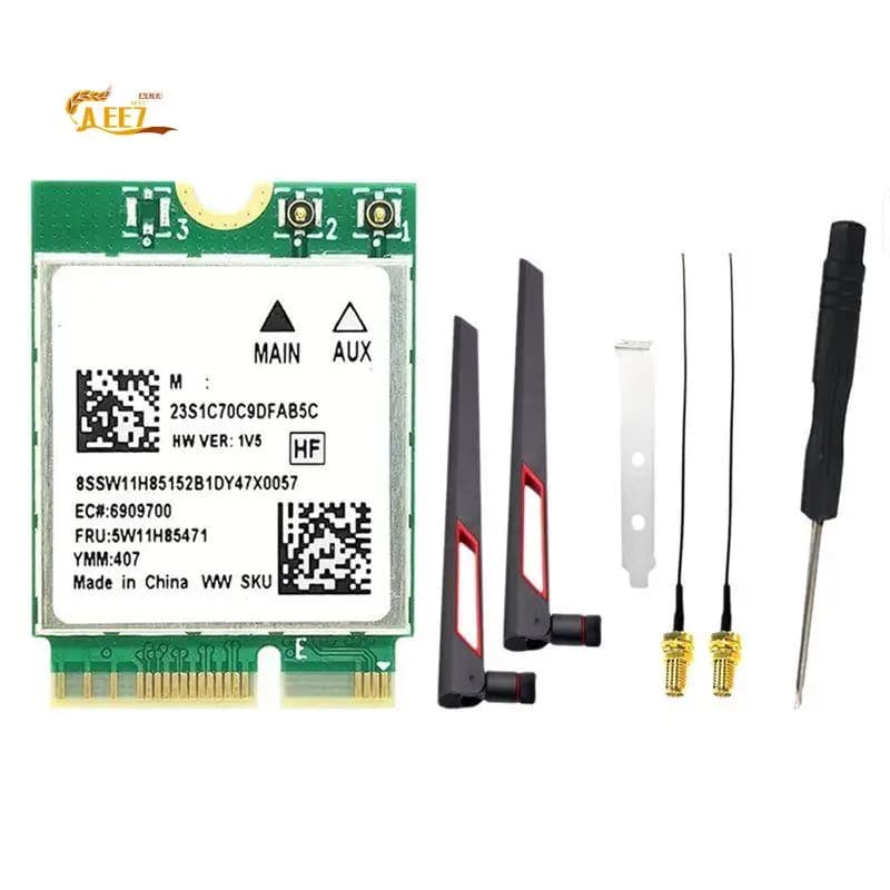 AEE7-RTL8922AE Wifi7 Card+10DB Antenna 6338Mbps 2.4G/5G/6G Bluetooth5.4 M.2 NGFF Wireless Wifi Adapter Card For Win10/Win11