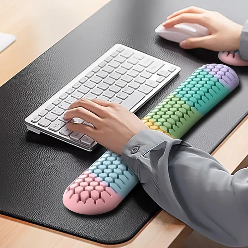Set di cuscinetti per poggiapolsi in silicone: protezione ergonomica per le mani rinfrescante per tastiera e mouse, comfort per la digitazione dell'ufficio per uomini/donne