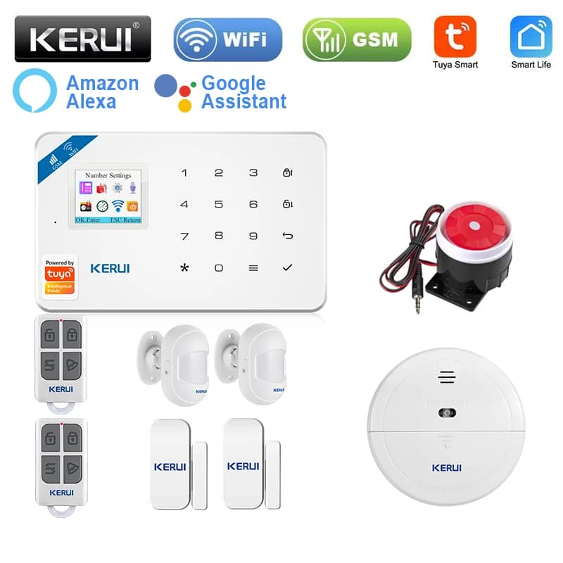 KERUI W181 Sistema di allarme di sicurezza domestica GSM WIFI Tuya APP Ricezione connessione schermo a colori Kit antifurto wireless mobile