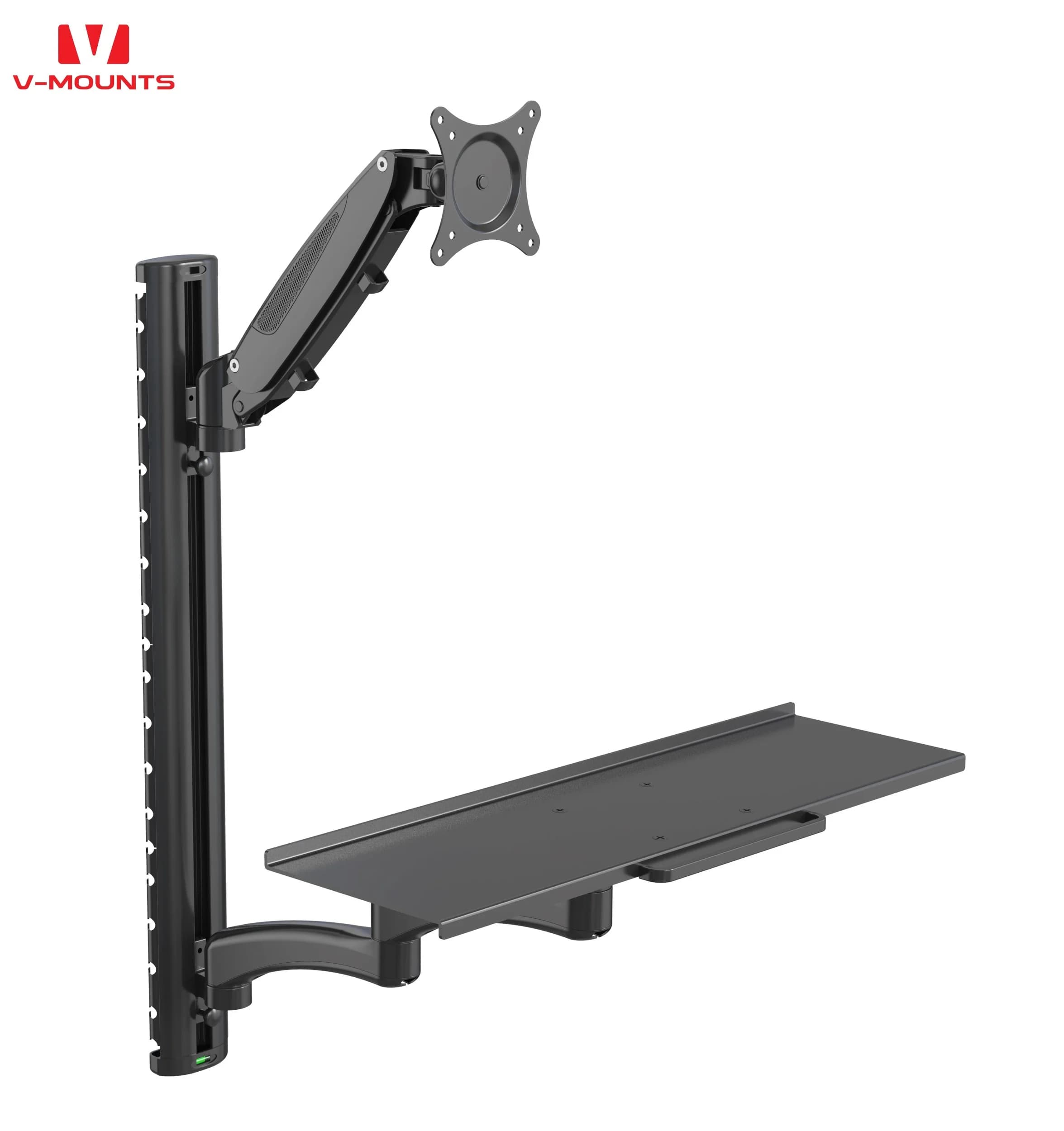 Aluminum surface with hot sale V brackets in stock Flexible table monitor height adjustable with gas spring with keyboard tray