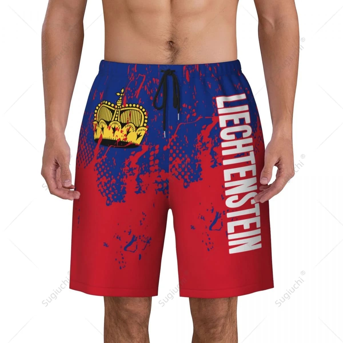 Men's Liechtenstein Flag Beach Pants Board Shorts Surfing Boys Soccer Cycling Swimwear Running Polyester